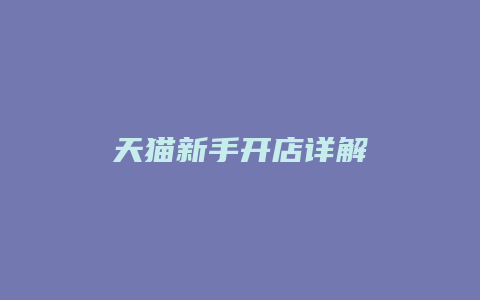 天猫新手开店详解