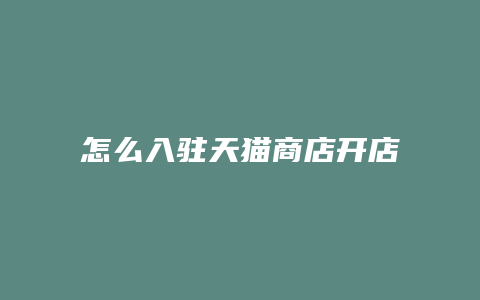 怎么入驻天猫商店开店呢